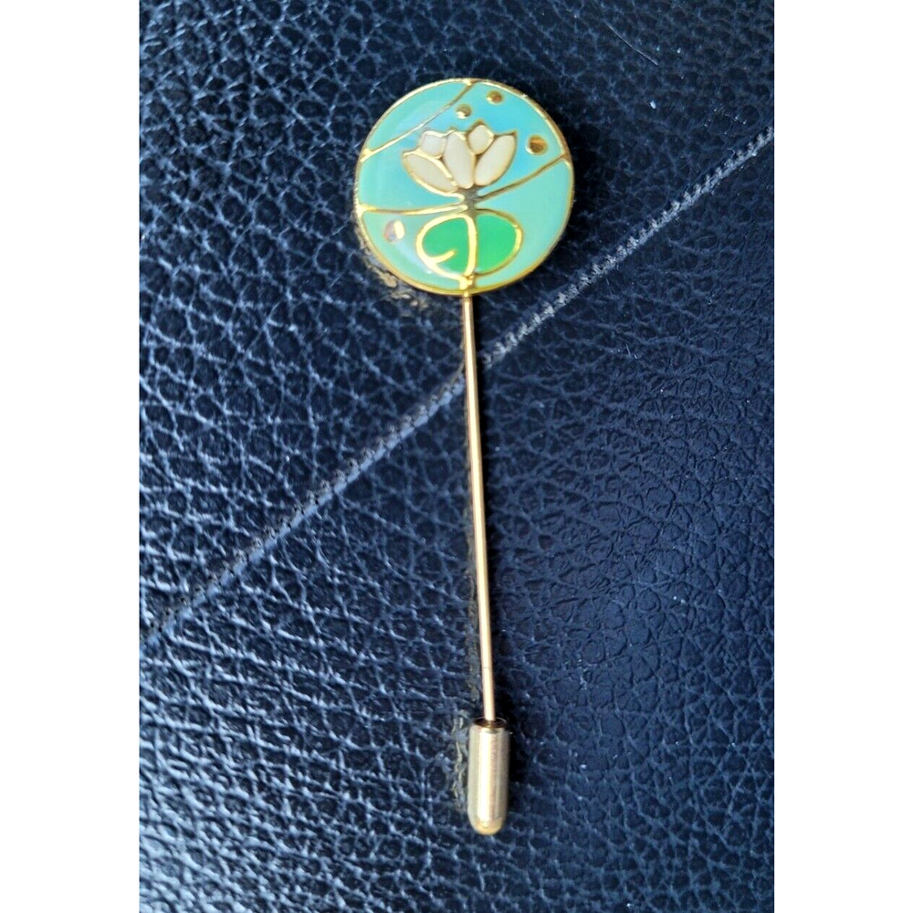 Vintage Hat Pin Art Deco Flower Calla Lilly Lake Frog Lillie Pad Thailand